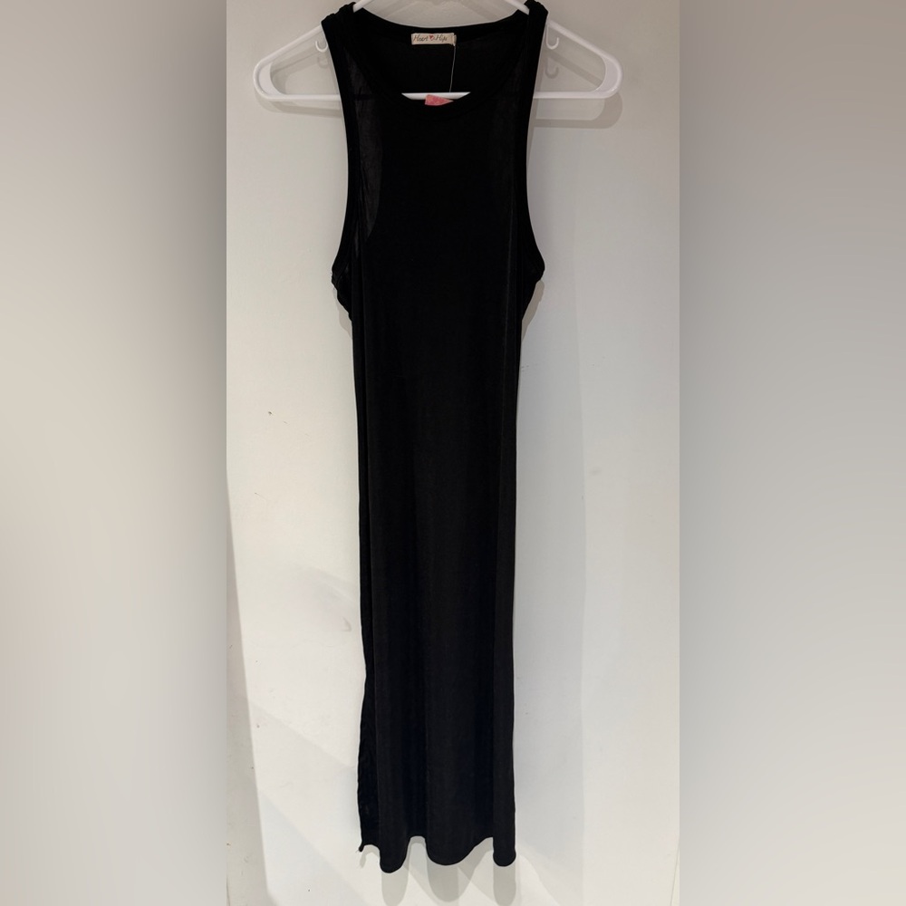 Heart & Hips Black Maxi Dress - Sleek Column Silhouette, sleeveless
